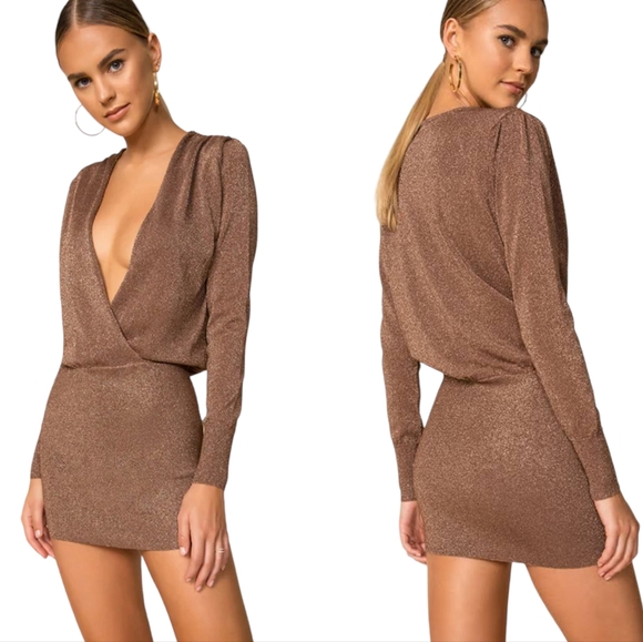superdown Dresses & Skirts - NWT Superdown Aura mini dress in Mocha Metallic